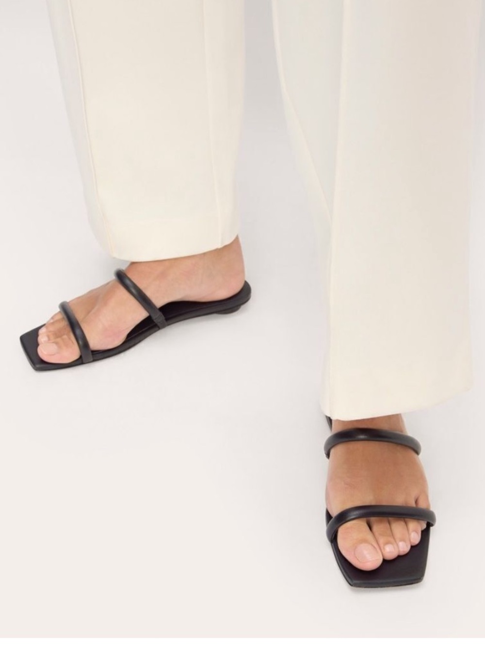 EVERLANE The Double Strap Sandal in black leather 8.5